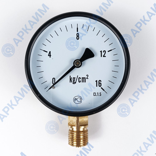 Манометр PG-EC-02, от 0 до 16 кгс/см², ⌀ 100мм, М20*1,5, общетехнический, радиальный