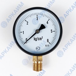 Манометр PG-EC-02, от 0 до 6 кгс/см², ⌀ 100мм, М20*1,5, общетехнический, радиальный