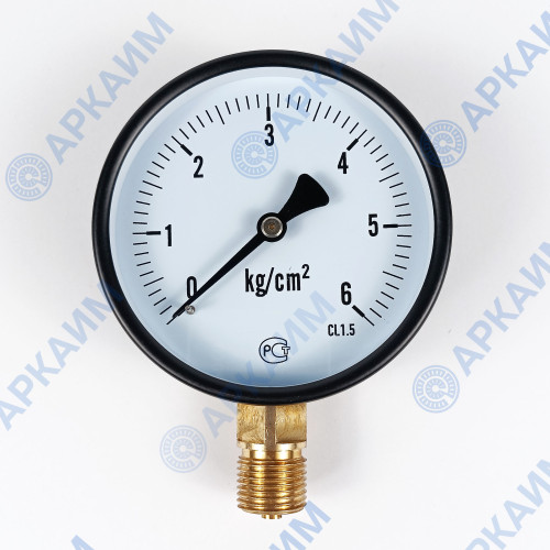 Манометр PG-EC-02, от 0 до 6 кгс/см², ⌀ 100мм, М20*1,5, общетехнический, радиальный