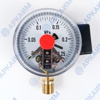 Манометр электроконтактный PG-EC-02, от 0 до 0,25 МПа, ⌀ 100мм, М20*1,5, радиальный