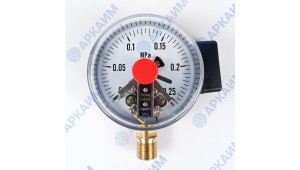 Манометр электроконтактный PG-EC-02, от 0 до 0,25 МПа, ⌀ 100мм, М20*1,5, радиальный Манометр электроконтактный PG-EC-02, от 0 до 0,25 МПа, ⌀ 100мм, М20*1,5, радиальный
