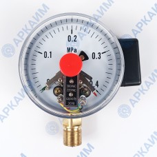Манометр электроконтактный PG-EC-02, от 0 до 0,4 МПа, ⌀ 100мм, М20*1,5, радиальный