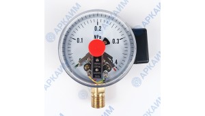 Манометр электроконтактный PG-EC-02, от 0 до 0,4 МПа, ⌀ 100мм, М20*1,5, радиальный
