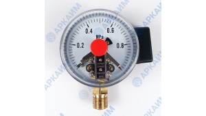 Манометр электроконтактный PG-EC-02, от 0 до 1 МПа, ⌀ 100мм, М20*1,5, радиальный