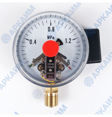 Манометр электроконтактный PG-EC-02, от 0 до 1,6 МПа, ⌀ 100мм, BSP1/2", радиальный