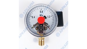 Манометр электроконтактный PG-EC-02, от 0 до 1,6 МПа, ⌀ 100мм, М20*1,5, радиальный