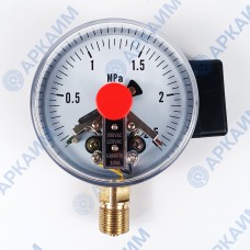 Манометр электроконтактный PG-EC-02, от 0 до 2,5 МПа, ⌀ 100мм, М20*1,5, радиальный