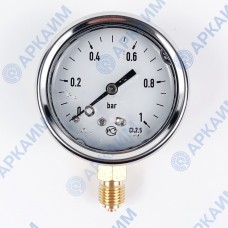 Манометр виброустойчивый YN63Z 0/1 на 1 бар, ⌀ 63 мм, G 1/4" радиальный, глицериновый Манометр виброустойчивый YN63Z 0/1 на 1 бар, ⌀ 63 мм, G 1/4" радиальный, глицериновый