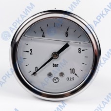 Манометр виброустойчивый YN63Z 0/10 на 10 бар, ⌀ 63 мм, G 1/4" осевой, глицериновый Манометр виброустойчивый YN63Z 0/10 на 10 бар, ⌀ 63 мм, G 1/4" осевой, глицериновый