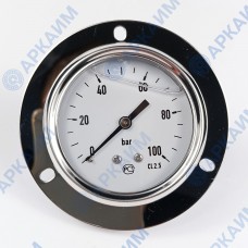 Манометр виброустойчивый YN63Z 0/100 на 100 бар, ⌀ 63 мм, G 1/4" фланцевый, глицериновый