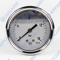 Манометр виброустойчивый YN63Z 0/16 на 16 бар, ⌀ 63 мм, G 1/4" осевой, глицериновый
