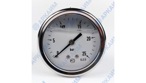 Манометр виброустойчивый YN63Z 0/25 на 25 бар, ⌀ 63 мм, G 1/4" осевой, глицериновый Манометр виброустойчивый YN63Z 0/25 на 25 бар, ⌀ 63 мм, G 1/4" осевой, глицериновый