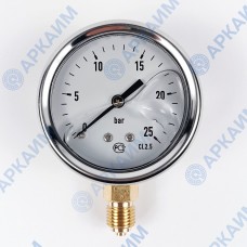 Манометр виброустойчивый YN63Z 0/25 на 25 бар, ⌀ 63 мм, G 1/4" радиальный, глицериновый Манометр виброустойчивый YN63Z 0/25 на 25 бар, ⌀ 63 мм, G 1/4" радиальный, глицериновый