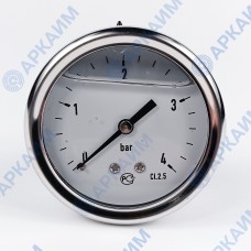 Манометр виброустойчивый YN63Z 0/4 на 4 бар, ⌀ 63 мм, G 1/4" осевой, глицериновый Манометр виброустойчивый YN63Z 0/4 на 4 бар, ⌀ 63 мм, G 1/4" осевой, глицериновый