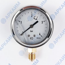 Манометр виброустойчивый YN63Z 0/4 на 4 бар, ⌀ 63 мм, G 1/4" радиальный, глицериновый Манометр виброустойчивый YN63Z 0/4 на 4 бар, ⌀ 63 мм, G 1/4" радиальный, глицериновый