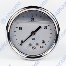 Манометр виброустойчивый YN63Z 0/40 на 40 бар, ⌀ 63 мм, G 1/4" осевой, глицериновый Манометр виброустойчивый YN63Z 0/40 на 40 бар, ⌀ 63 мм, G 1/4" осевой, глицериновый