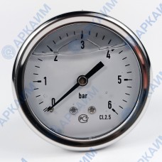 Манометр виброустойчивый YN63Z 0/6 на 6 бар, ⌀ 63 мм, G 1/4" осевой, глицериновый Манометр виброустойчивый YN63Z 0/6 на 6 бар, ⌀ 63 мм, G 1/4" осевой, глицериновый