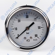 Манометр виброустойчивый YN63Z 0/60 на 60 бар, ⌀ 63 мм, G 1/4" осевой, глицериновый Манометр виброустойчивый YN63Z 0/60 на 60 бар, ⌀ 63 мм, G 1/4" осевой, глицериновый