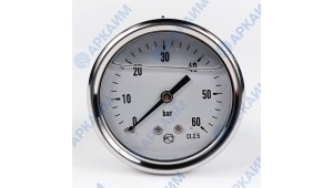 Манометр виброустойчивый YN63Z 0/60 на 60 бар, ⌀ 63 мм, G 1/4" осевой, глицериновый Манометр виброустойчивый YN63Z 0/60 на 60 бар, ⌀ 63 мм, G 1/4" осевой, глицериновый