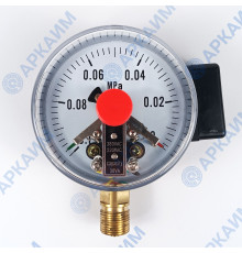 Вакуумметр электроконтактный PG-EC-02, от -0,1 до 0 МПа, ⌀ 100мм, М20*1,5, радиальный