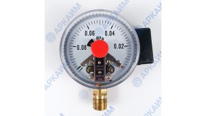 Вакуумметр электроконтактный PG-EC-02, от -0,1 до 0 МПа, ⌀ 100мм, М20*1,5 с реле