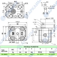 Гидромотор Vivoil X2M5501ECCE (XV-2M/22) 22,8 см3, BSP3/4 ⇄ BSP3/4 реверсивный до 200 бар, 2 гр, 1:8
