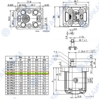 Гидронасос Vivoil X1P2101FBBA (XV-1P/2,6) 1 гр, 2,6 см3, до 15,6 л/мин, 3/8" BSPP, левое вращение