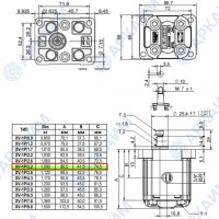Гидронасос Vivoil X1P2302FBBA (XV-1P/3,2) 1 гр, 3,12 см3, до 19,2 л/мин, 3/8" BSPP, правое вращение
