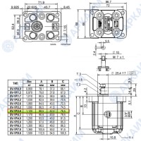 Гидронасос Vivoil X1P2501FBBA (XV-1P/3,8) 1 гр, 3,64 см3, до 22,8 л/мин, 3/8" BSPP, левое вращение