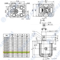 Гидронасос Vivoil X1P3101FBBA (XV-1P/5,9) 1 гр, 5,85 см3, до 29,5 л/мин, 3/8" BSPP, левое вращение