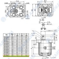 Гидронасос Vivoil X1P3601FBBA (XV-1P/9,8) 1 гр, 9,88 см3, до 39,2 л/мин, 3/8" BSPP, левое вращение