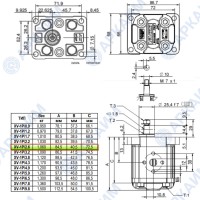 Гидронасос Vivoil X1P2101FIIA (XV-1P/2,6) 1 гр, 2,6 см3, до 15,6 л/мин, Ø12 M6, левое вращение