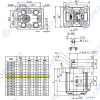 Гидронасос Vivoil X1P2302FIIA (XV-1P/3,2) 1 гр, 3,12 см3, до 19,2 л/мин, Ø12 M6, правое вращение