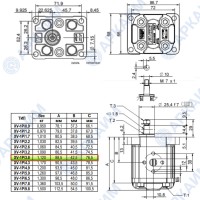 Гидронасос Vivoil X1P2502FIIA (XV-1P/3,8) 1 гр, 3,64 см3, до 22,8 л/мин, Ø12 M6, правое вращение