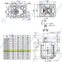 Гидронасос Vivoil X1P2701FIIA (XV-1P/4,3) 1 гр, 4,16 см3, до 25,8 л/мин, Ø12 M6, левое вращение