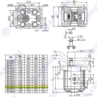 Гидронасос Vivoil X1P3201FIIA (XV-1P/6,5) 1 гр, 6,50 см3, до 32,5 л/мин, Ø12 M6, левое вращение