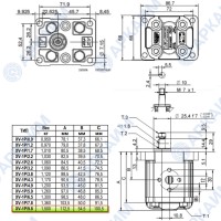 Гидронасос Vivoil X1P3601FIIA (XV-1P/9,8) 1 гр, 9,88 см3, до 39,2 л/мин, Ø12 M6, левое вращение