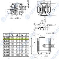 Гидронасос Vivoil X1P1752DBBA (XV-1P/1.2) 1 гр, 1.17 см3, до 7.2 л/мин, 3/8" BSPP, правое вращение