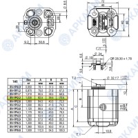 Гидронасос Vivoil X1P2051DBBA (XV-1P/2,2) 1 гр, 2,08 см3, до 13.2 л/мин, 3/8" BSPP, левое вращение