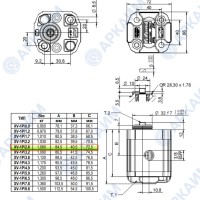 Гидронасос Vivoil X1P2151DBBA (XV-1P/2,6) 1 гр, 2,6 см3, до 15,6 л/мин, 3/8" BSPP, левое вращение