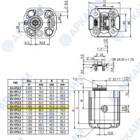 Гидронасос Vivoil X1P2352DBBA (XV-1P/3,2) 1 гр, 3,12 см3, до 19,2 л/мин, 3/8" BSPP, правое вращение