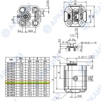 Гидронасос Vivoil X1P2751DBBA (XV-1P/4,3) 1 гр, 4,16 см3, до 25,8 л/мин, 3/8" BSPP, левое вращение