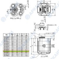 Гидронасос Vivoil X1P3142DBBA (XV-1P/5,9) 1 гр, 5,85 см3, до 29,5 л/мин, 3/8" BSPP, правое вращение