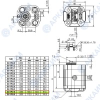 Гидронасос Vivoil X1P3452DBBA (XV-1P/7,8) 1 гр, 7,54 см3, до 39 л/мин, 3/8" BSPP, правое вращение