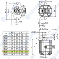 Гидронасос Vivoil X1P3262BBBA (XV-1P/6,5) 1 гр, 6,50 см3, до 32,5 л/мин, 3/8" BSPP, правое вращение