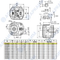 Гидронасос Vivoil X2P4131CSRA (XV-2P/0.4) 2 гр, 4.2 см3, до 14 л/мин, Ø15, M6, левое вращение