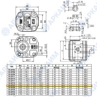 Гидронасос Vivoil X2P5532CSRA (XV-2P/22) 2 гр, 22.80 см3, до 66 л/мин, Ø15, M6, правое вращение