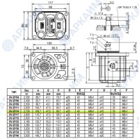 Гидронасос Vivoil X2P4941FSRA (XV-2P/14) 2 гр, 14.40 см3, до 49 л/мин, Ø17,4, M6, левое вращение